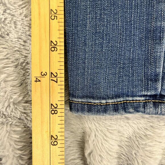 White House Black Market Jeans Womens 00 Skinny Mid Rise Distressed Blue Denim - Picture 7 of 8